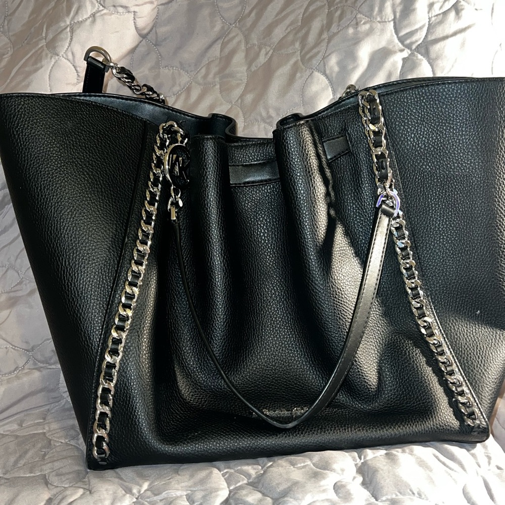 Michael Kors Black Tote with Chain Detail